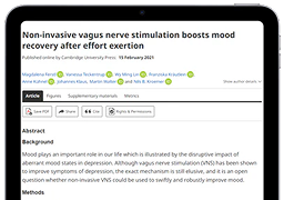 <p>Studies show that VNS has a positive effect on mood and overall well-being (Fersti et al., 2021)</p>